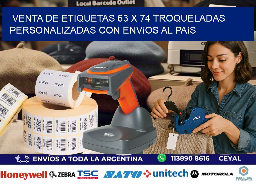 Venta de etiquetas 63 x 74 troqueladas personalizadas con envíos al país