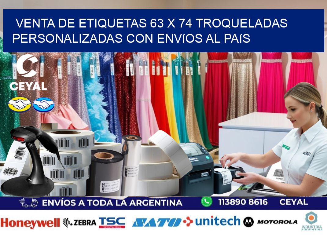 Venta de etiquetas 63 x 74 troqueladas personalizadas con envíos al país