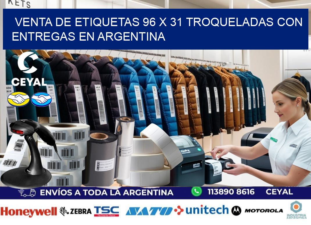Venta de etiquetas 96 x 31 troqueladas con entregas en Argentina