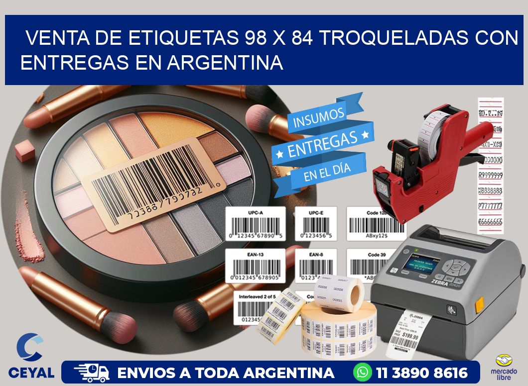 Venta de etiquetas 98 x 84 troqueladas con entregas en Argentina
