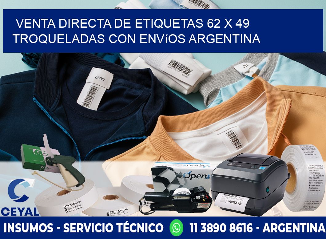 Venta directa de etiquetas 62 x 49 troqueladas con envíos Argentina