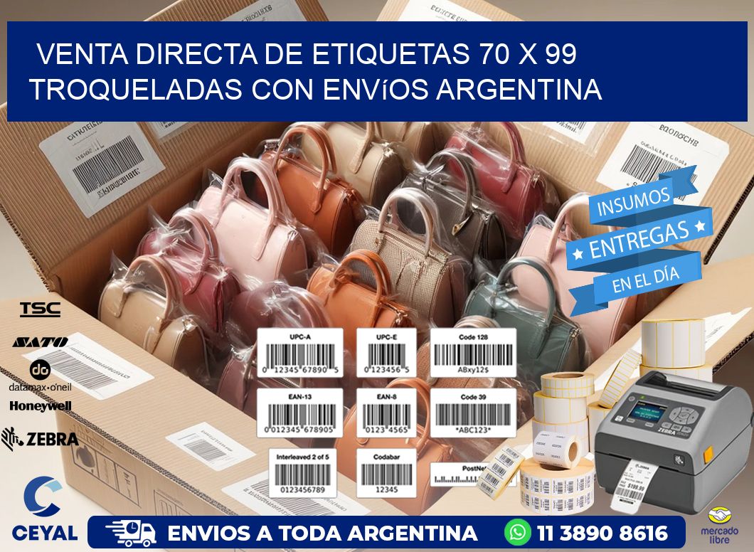 Venta directa de etiquetas 70 x 99 troqueladas con envíos Argentina