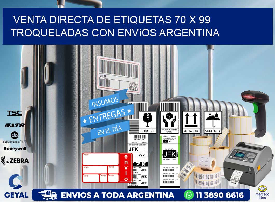 Venta directa de etiquetas 70 x 99 troqueladas con envíos Argentina