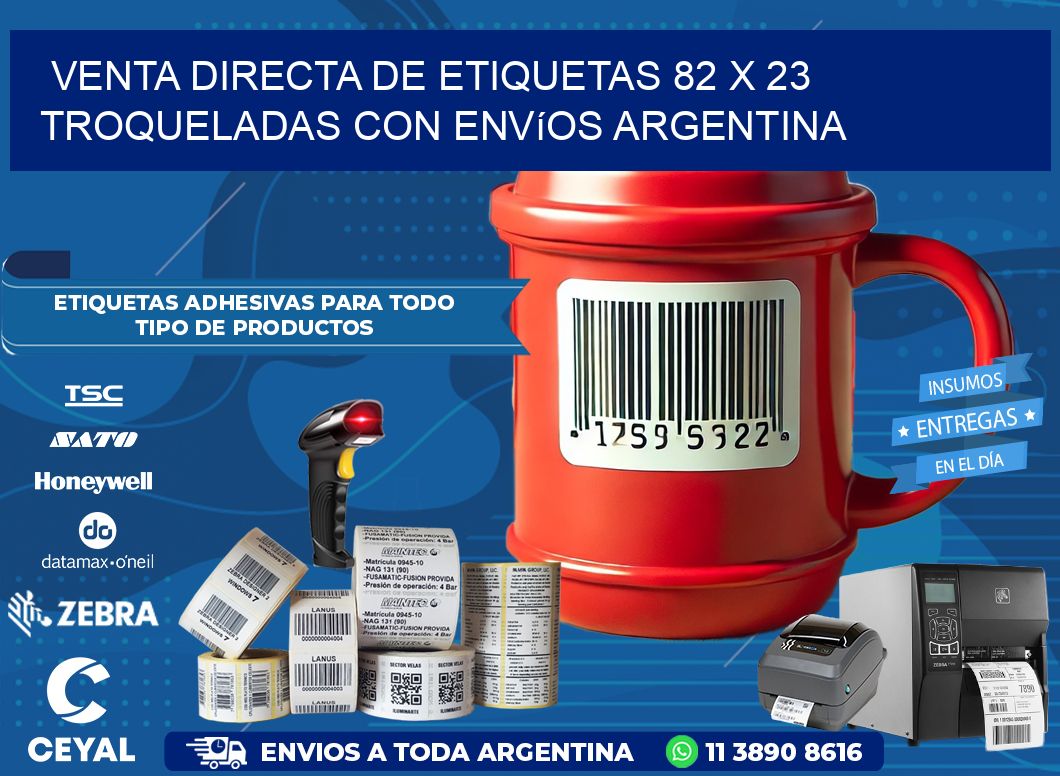 Venta directa de etiquetas 82 x 23 troqueladas con envíos Argentina