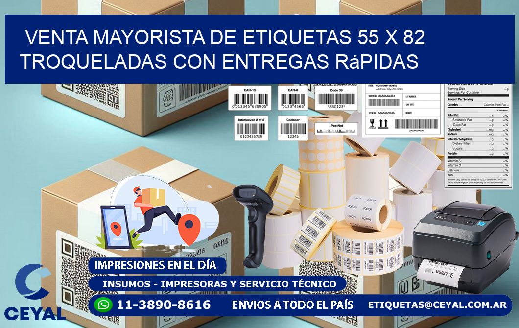 Venta mayorista de etiquetas 55 x 82 troqueladas con entregas rápidas