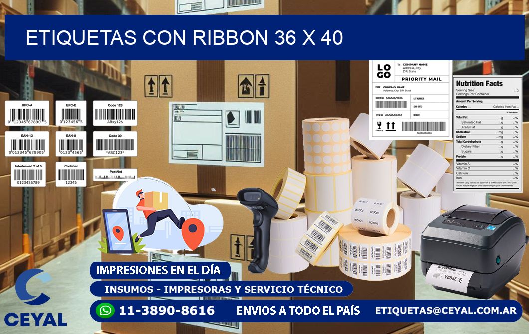 etiquetas con ribbon 36 x 40