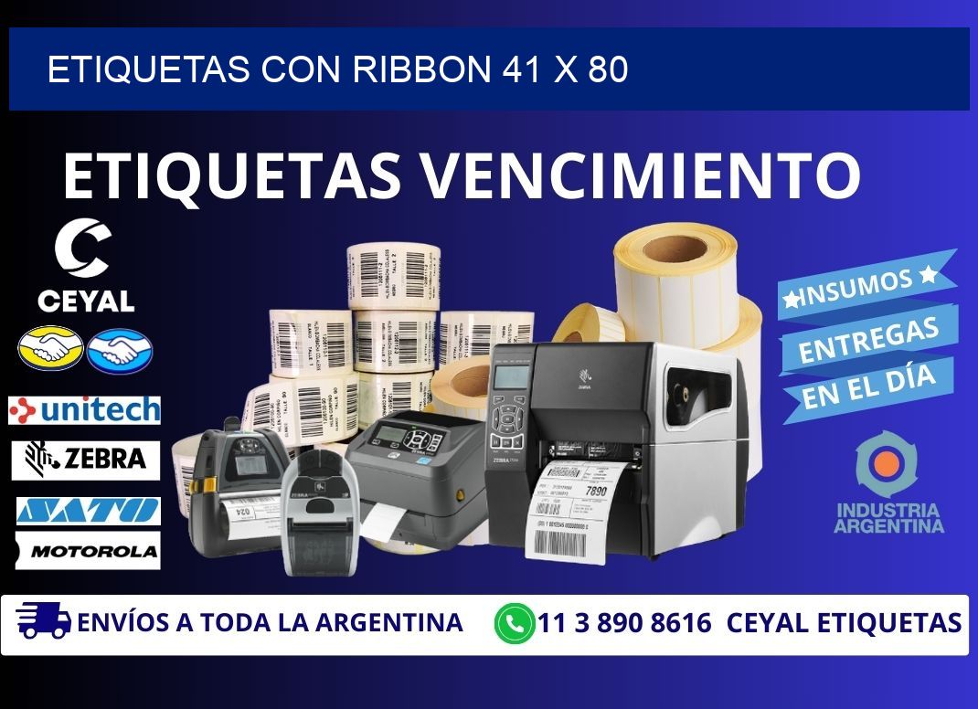 etiquetas con ribbon 41 x 80