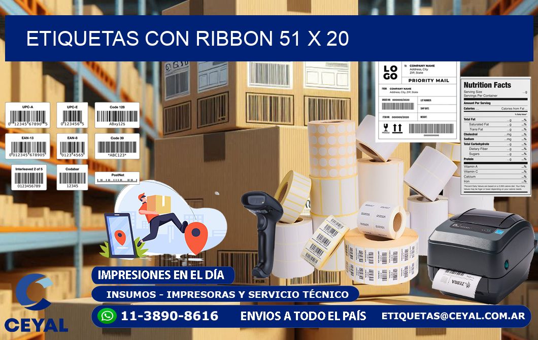 etiquetas con ribbon 51 x 20