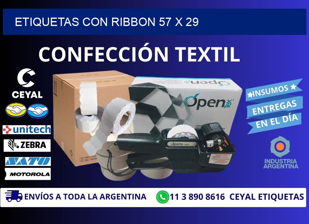 etiquetas con ribbon 57 x 29