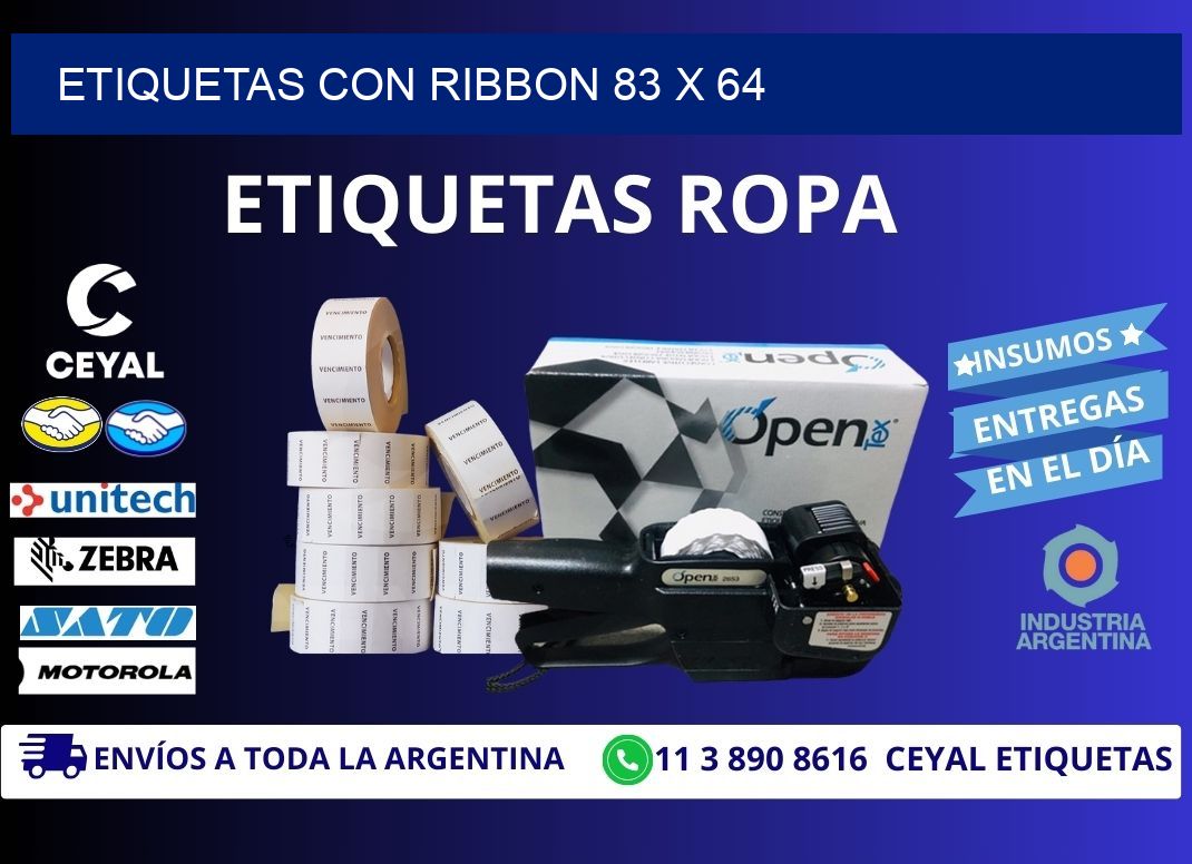 etiquetas con ribbon 83 x 64