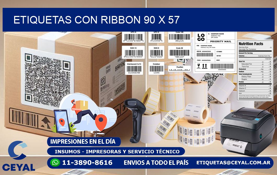 etiquetas con ribbon 90 x 57