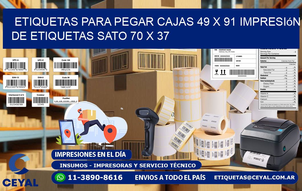 etiquetas para pegar cajas 49 x 91 impresión de etiquetas sato 70 x 37