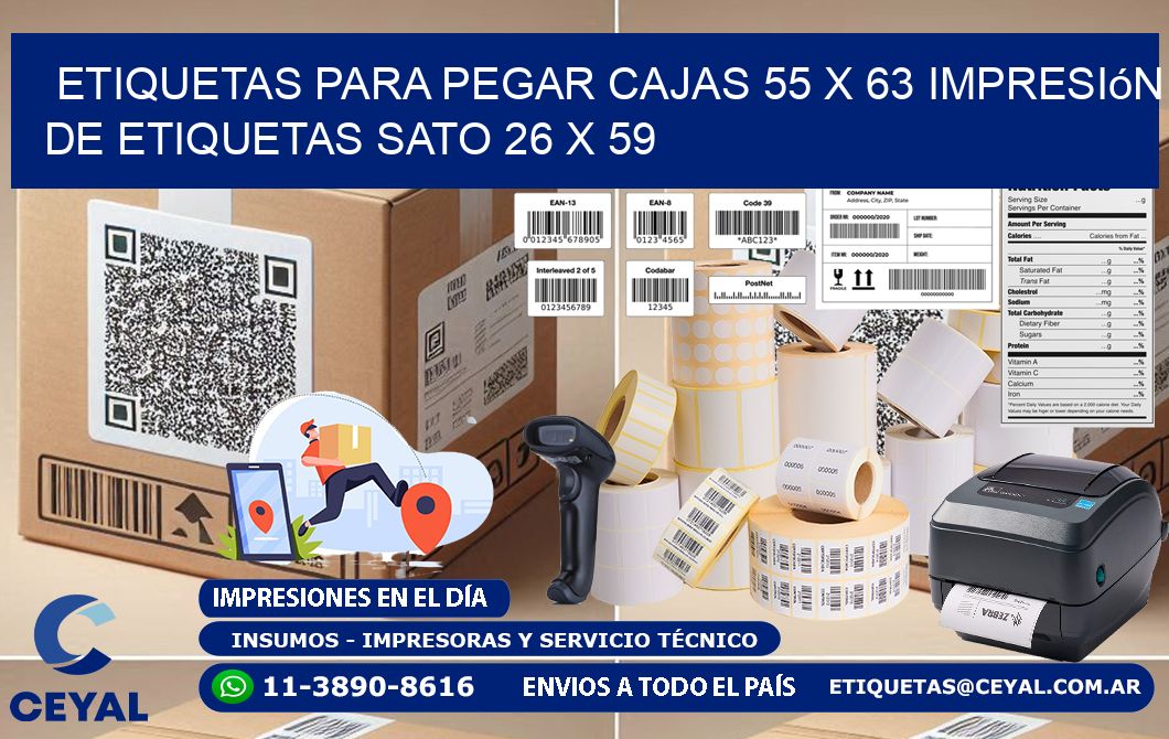 etiquetas para pegar cajas 55 x 63 impresión de etiquetas sato 26 x 59