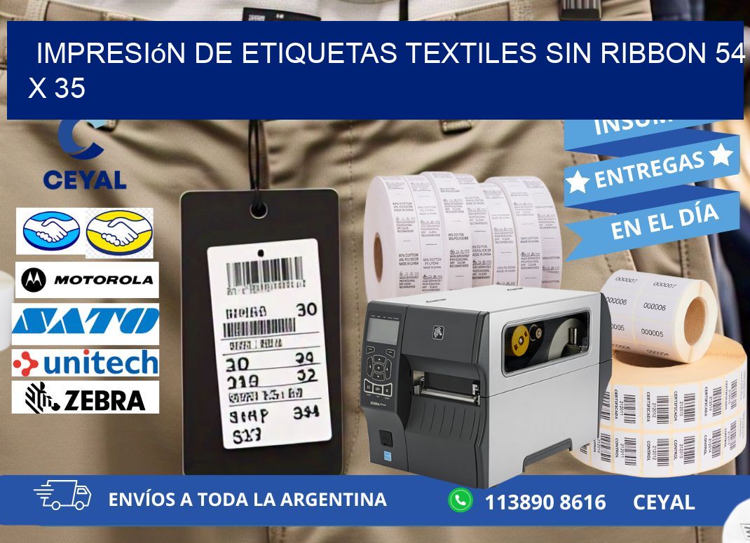 impresión de etiquetas textiles sin ribbon 54 x 35