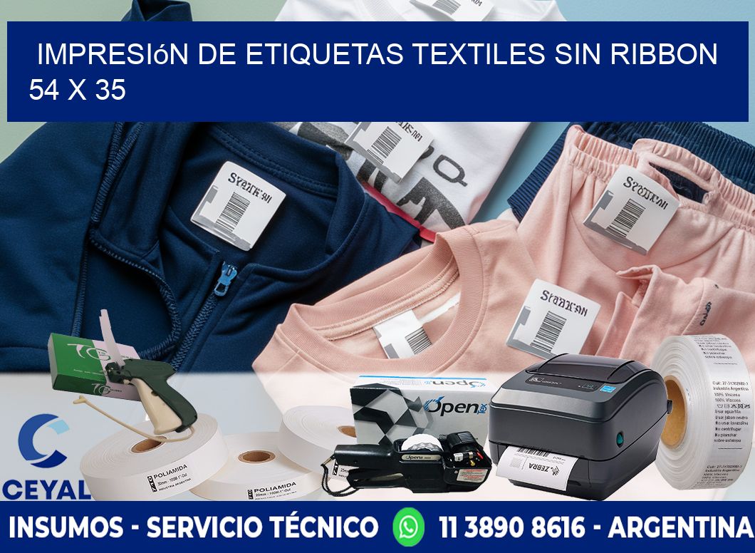 impresión de etiquetas textiles sin ribbon 54 x 35