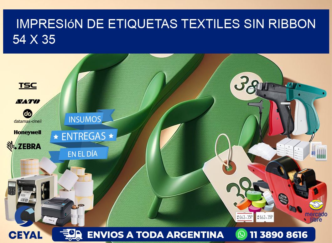 impresión de etiquetas textiles sin ribbon 54 x 35