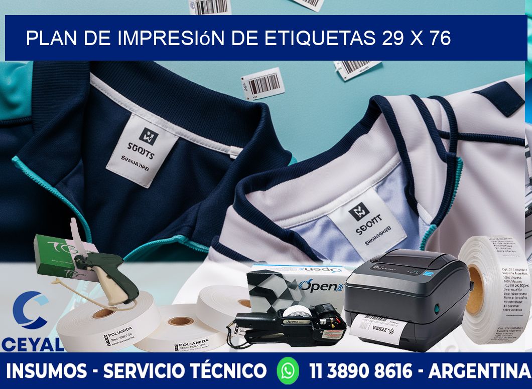 plan de impresión de etiquetas 29 x 76