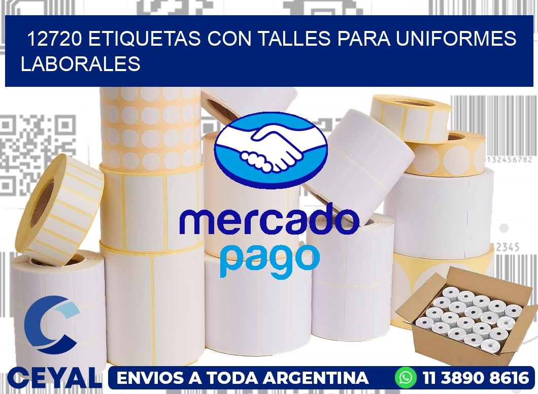 12720 etiquetas con talles para uniformes laborales
