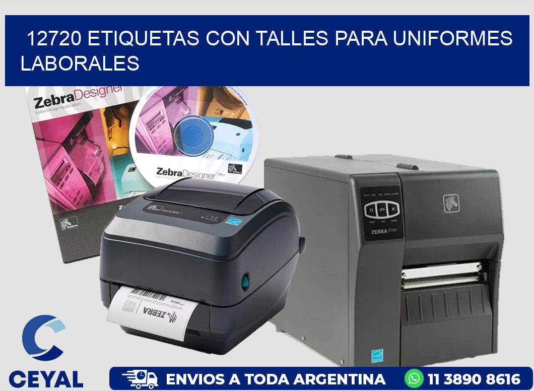 12720 etiquetas con talles para uniformes laborales