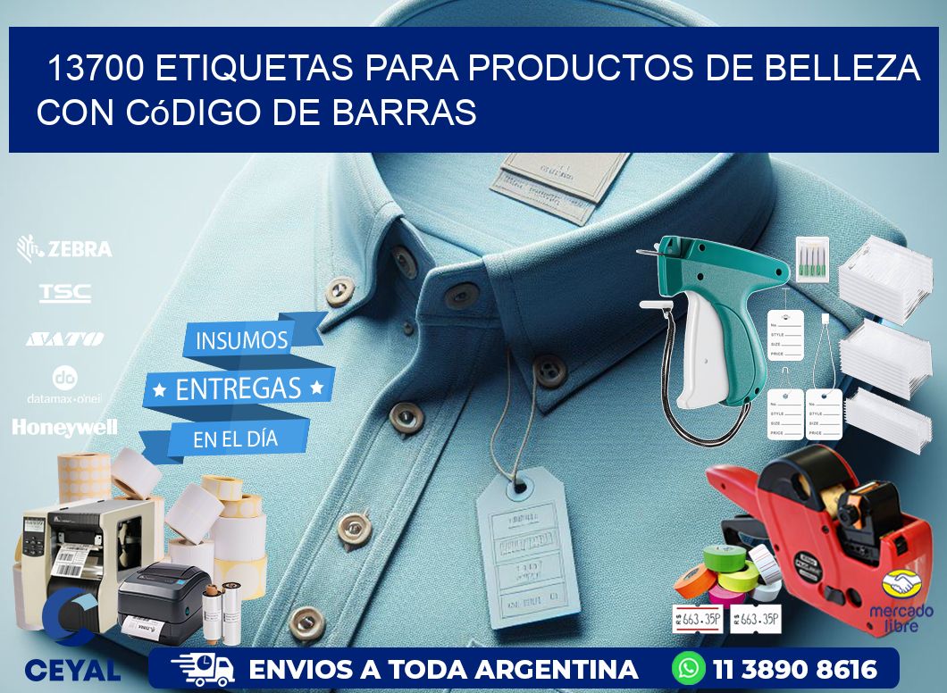 13700 etiquetas para productos de belleza con código de barras