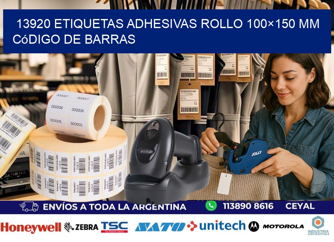 13920 etiquetas adhesivas rollo 100×150 mm código de barras