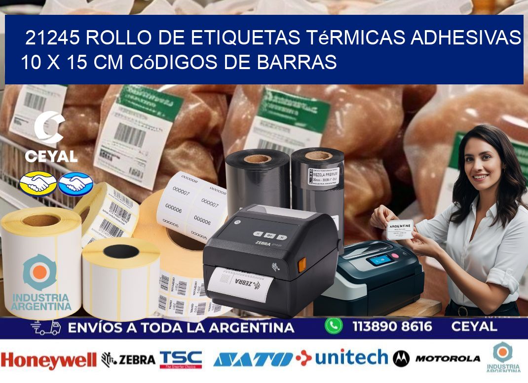 21245 Rollo de Etiquetas Térmicas Adhesivas 10 x 15 cm Códigos de Barras
