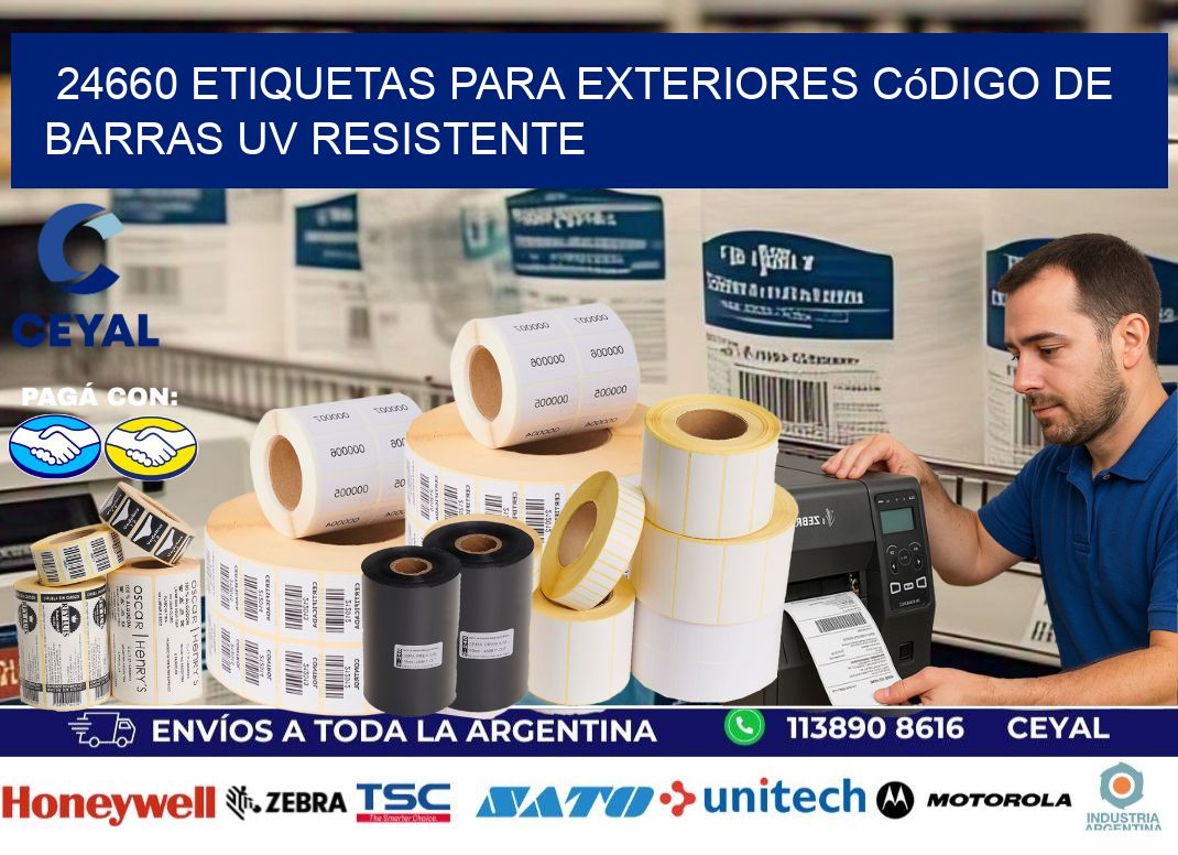 24660 etiquetas para exteriores código de barras UV resistente