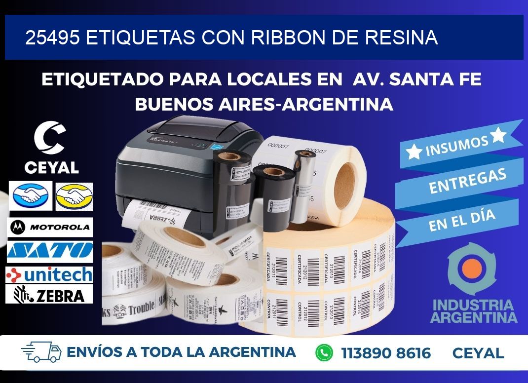 25495 etiquetas con ribbon de resina