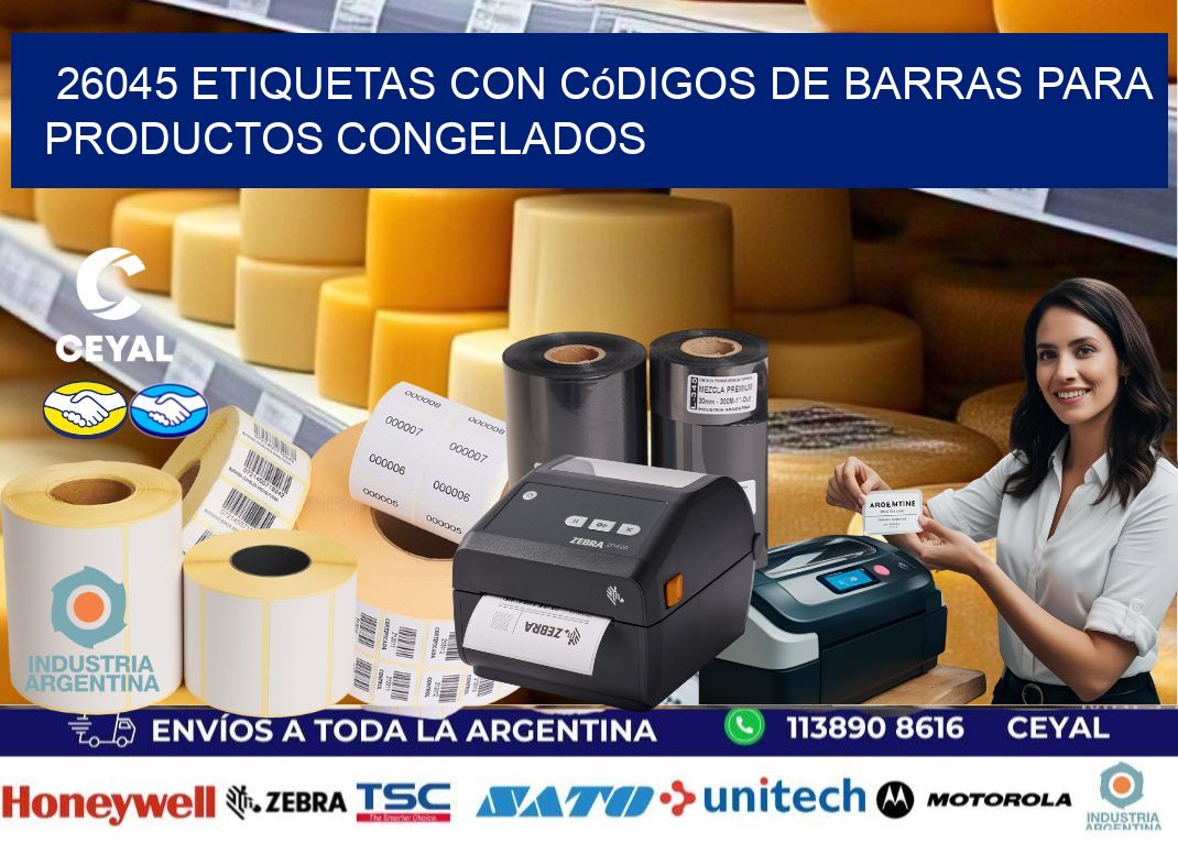 26045 Etiquetas con códigos de barras para productos congelados