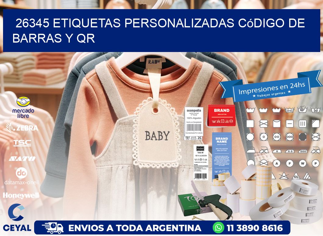26345 etiquetas personalizadas código de barras y QR