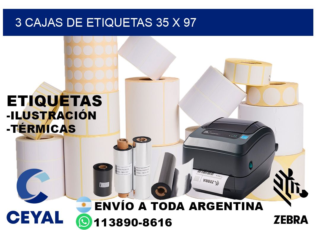 3 cajas de etiquetas 35 x 97