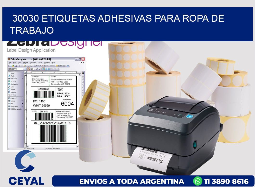 30030 Etiquetas adhesivas para ropa de trabajo