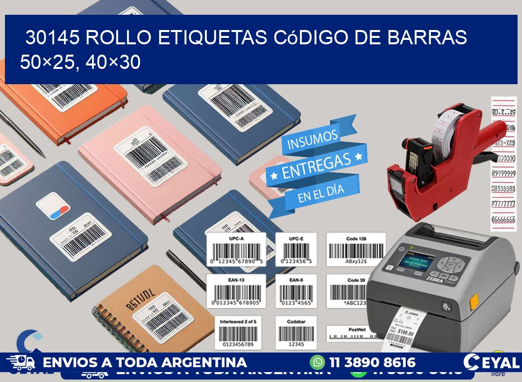30145 rollo etiquetas código de barras 50×25, 40×30