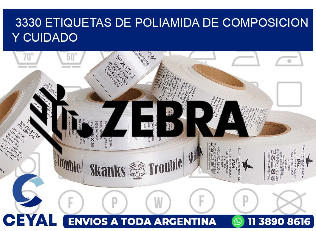 3330 etiquetas de poliamida de composicion y cuidado
