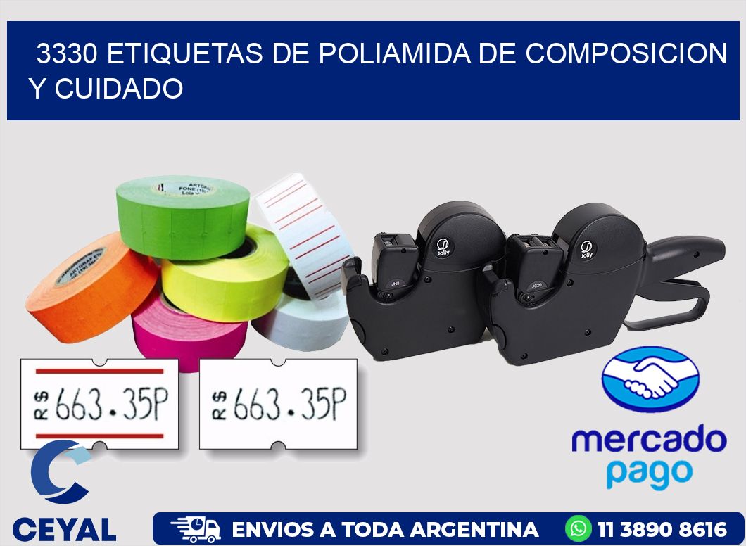 3330 etiquetas de poliamida de composicion y cuidado