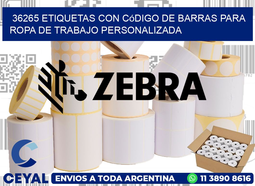 36265 Etiquetas con código de barras para ropa de trabajo personalizada