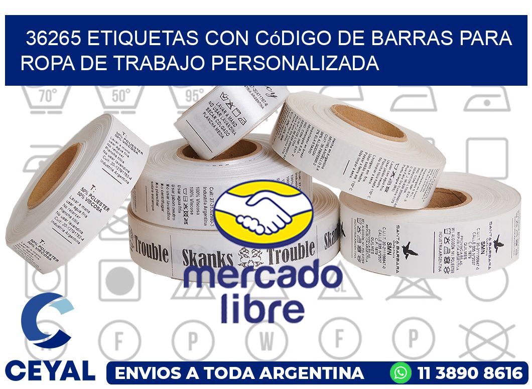 36265 Etiquetas con código de barras para ropa de trabajo personalizada