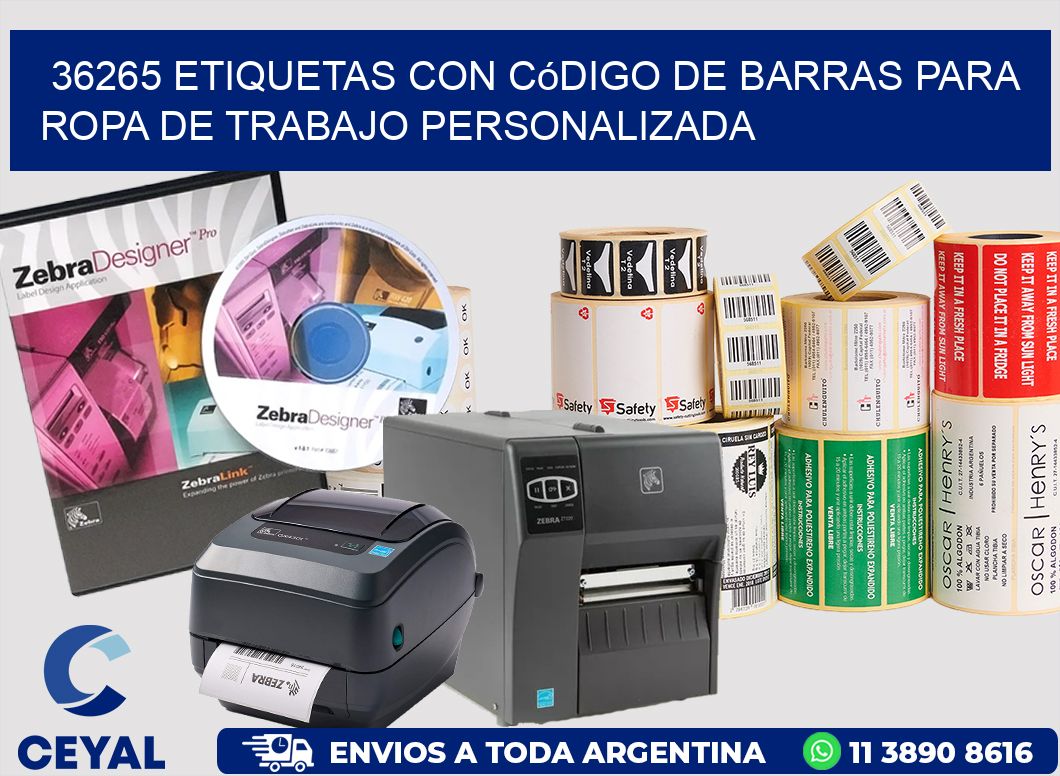 36265 Etiquetas con código de barras para ropa de trabajo personalizada