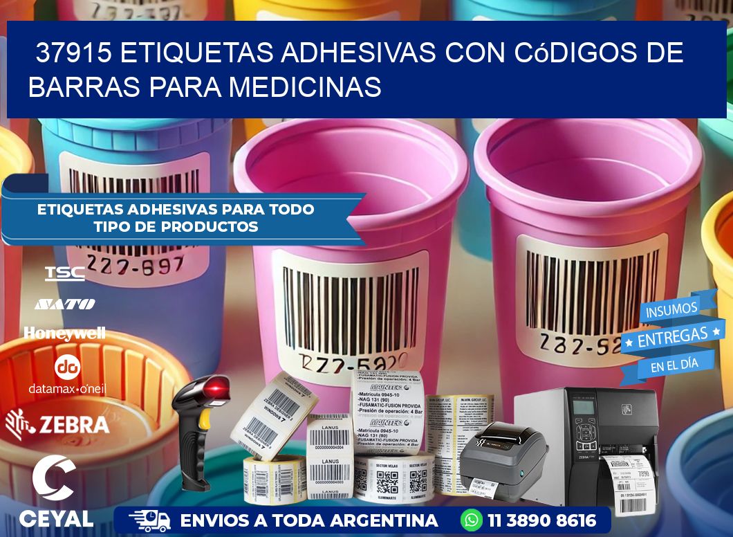 37915 etiquetas adhesivas con códigos de barras para medicinas