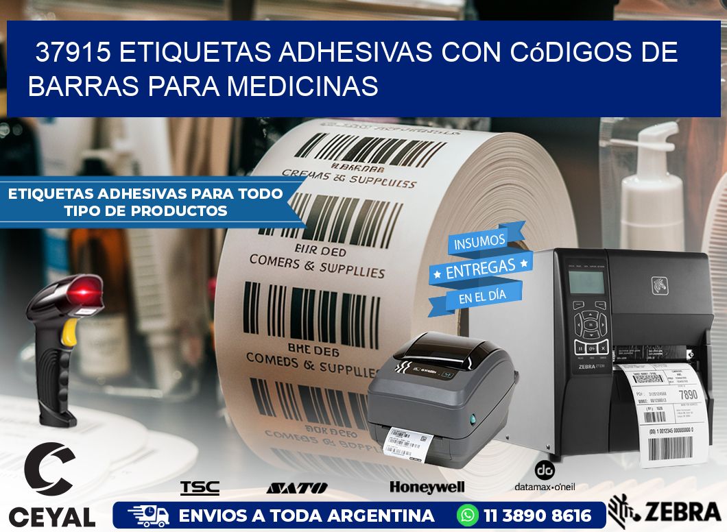 37915 etiquetas adhesivas con códigos de barras para medicinas