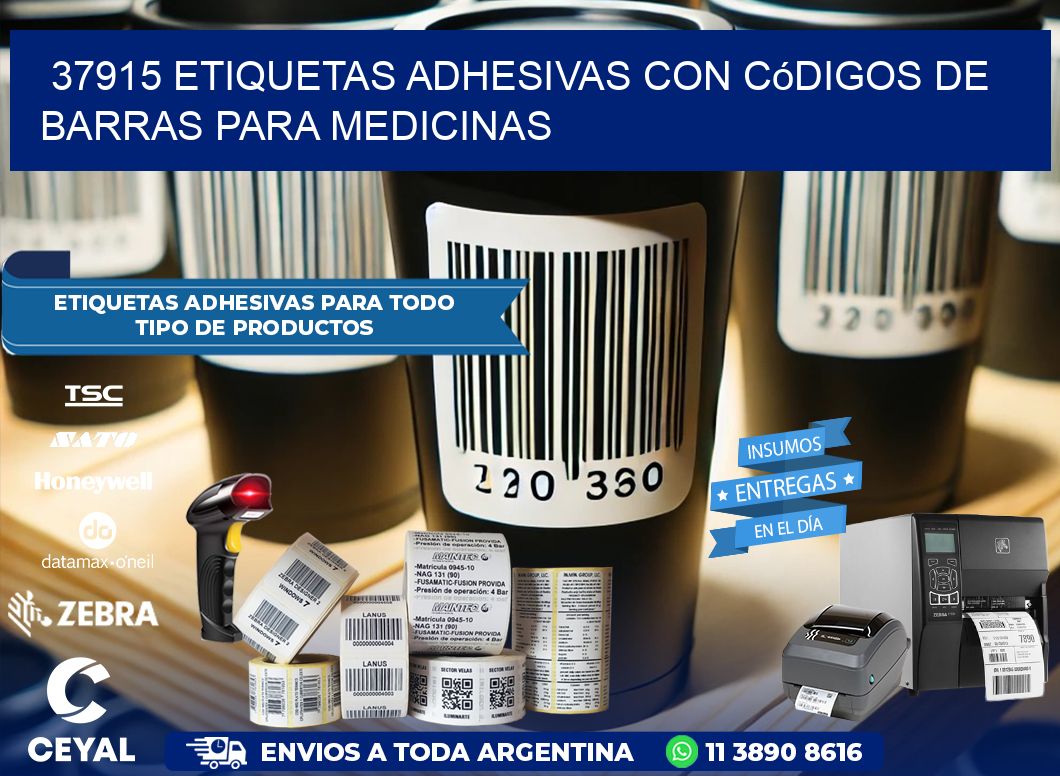 37915 etiquetas adhesivas con códigos de barras para medicinas