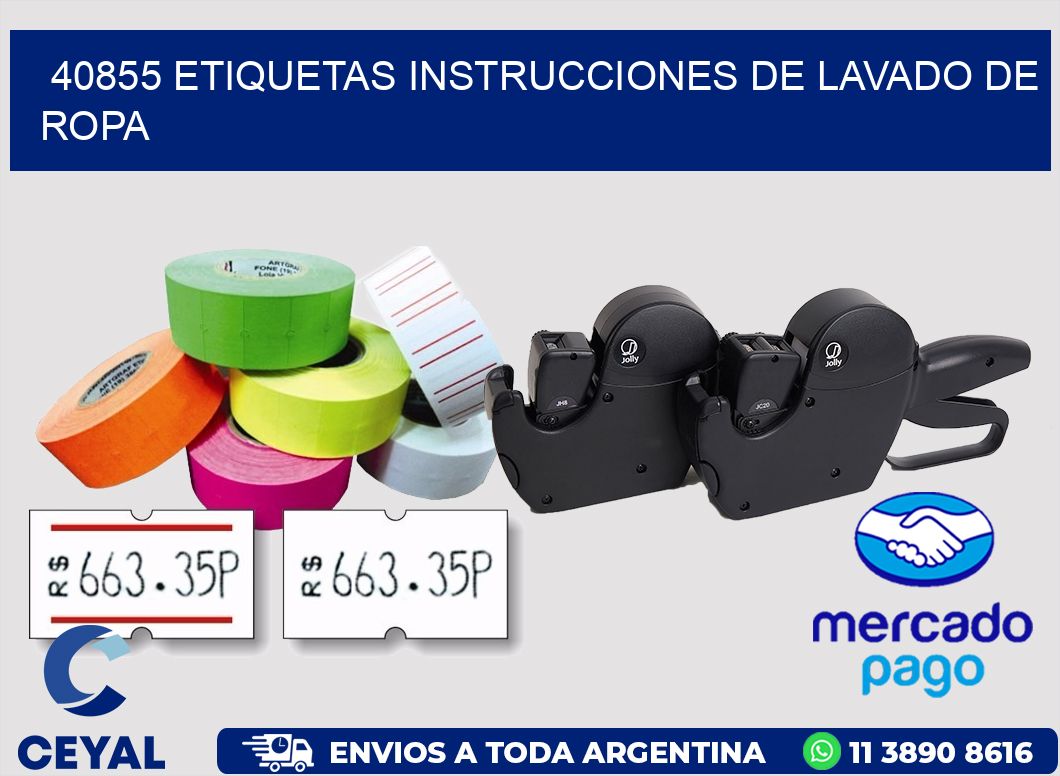 40855 etiquetas instrucciones de lavado de ropa