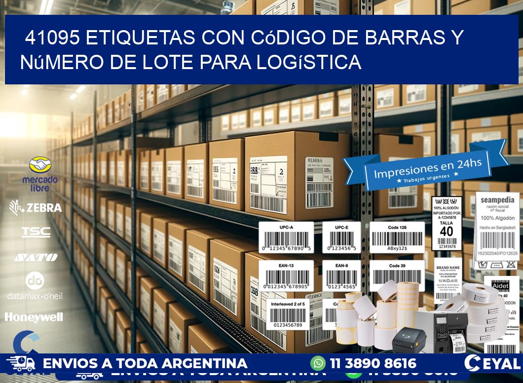 41095 etiquetas con código de barras y número de lote para logística