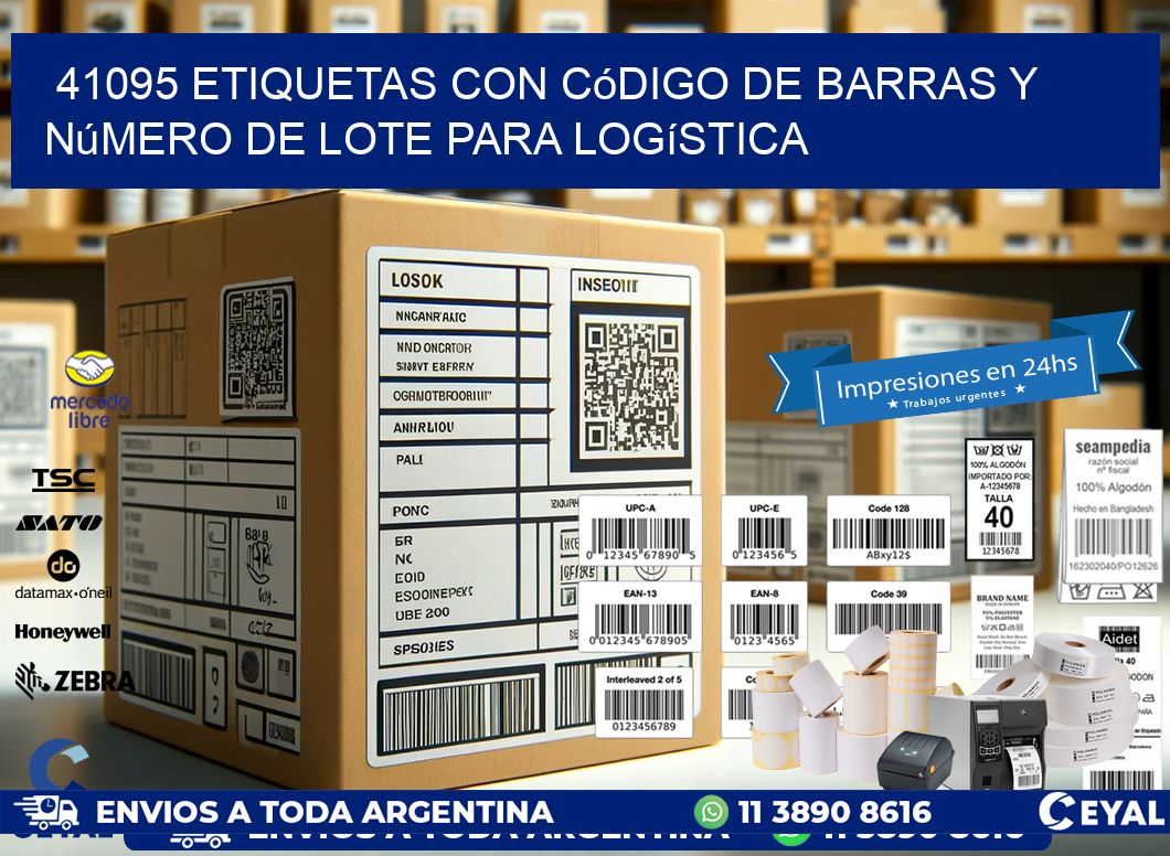 41095 etiquetas con código de barras y número de lote para logística