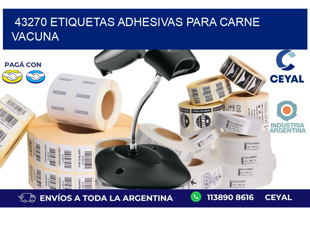 43270 etiquetas adhesivas para carne vacuna
