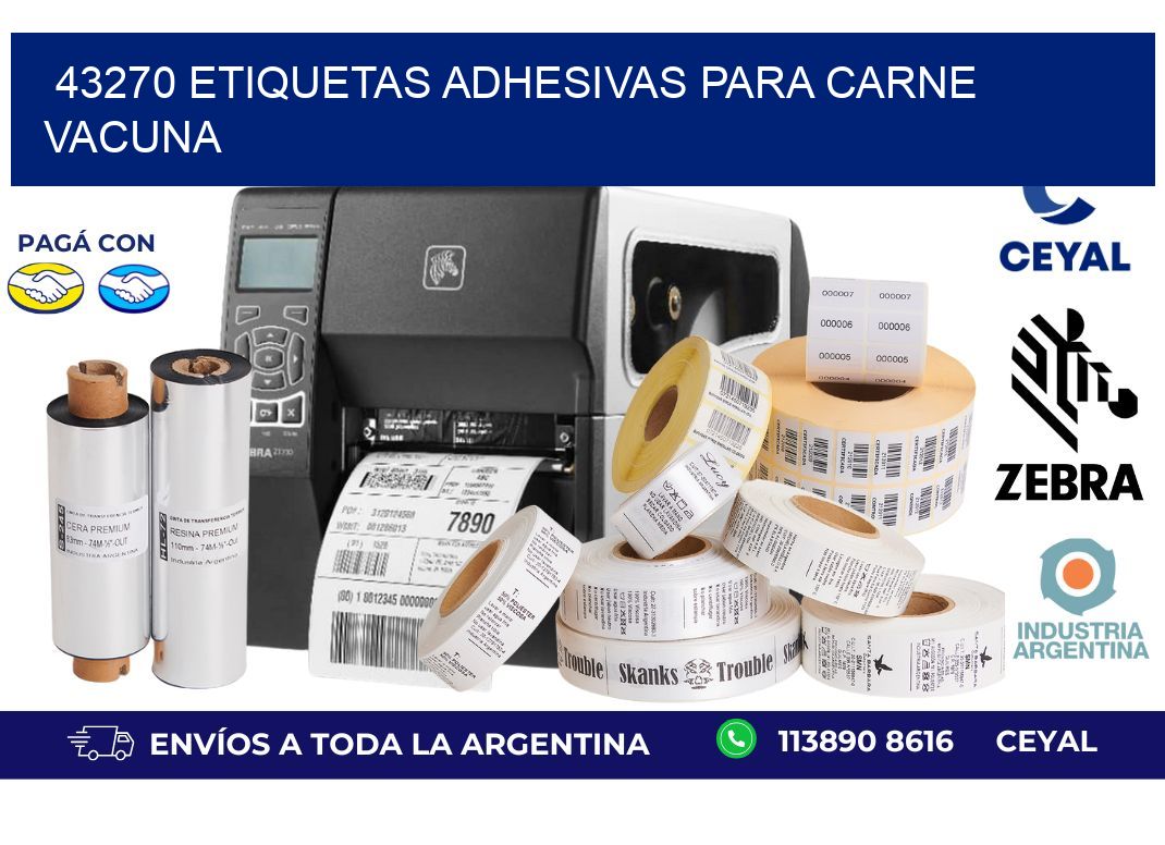 43270 etiquetas adhesivas para carne vacuna