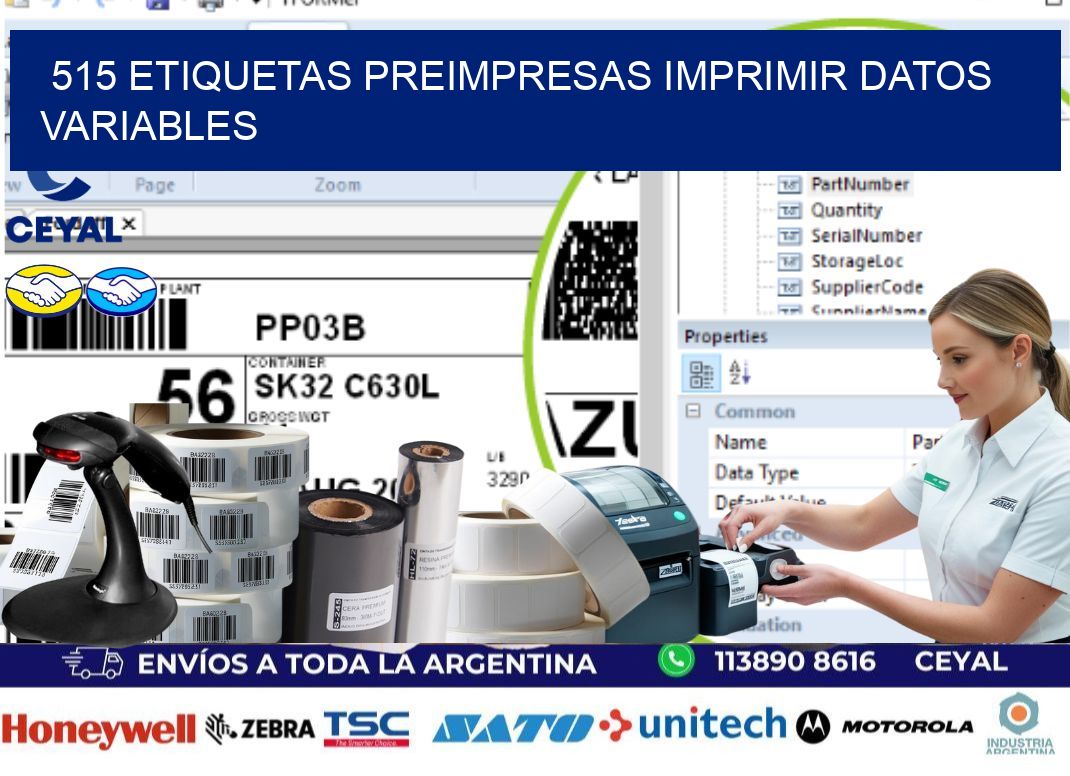 515 Etiquetas preimpresas imprimir datos variables