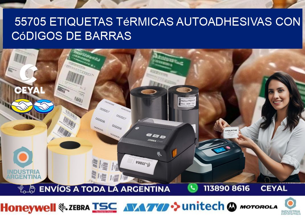 55705 Etiquetas térmicas autoadhesivas con códigos de barras