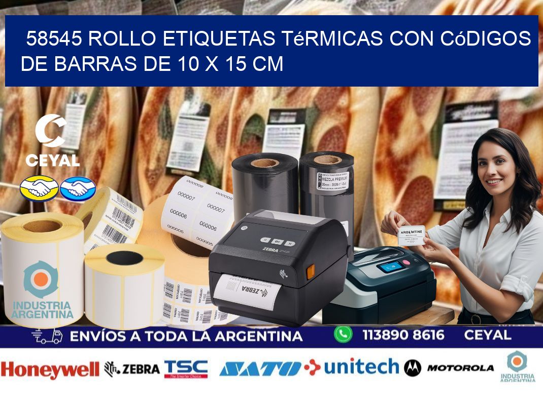 58545 Rollo etiquetas térmicas con Códigos de Barras de 10 x 15 cm