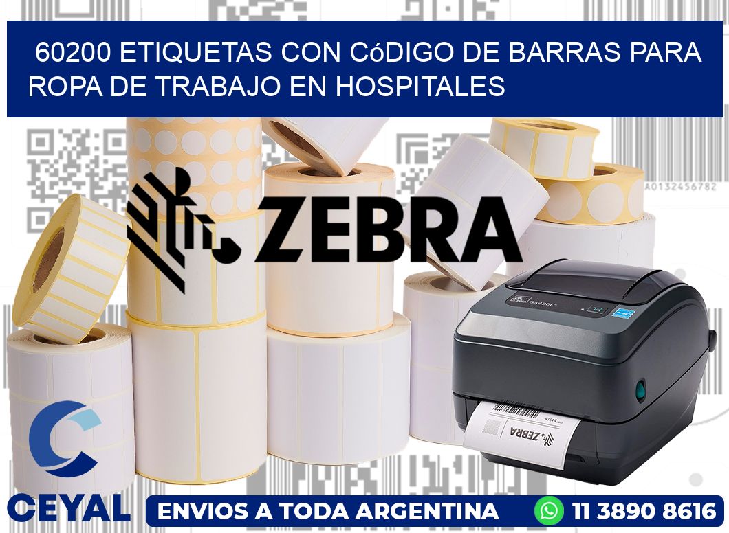60200 Etiquetas con código de barras para ropa de trabajo en hospitales